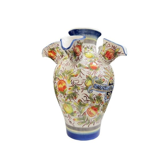 Vintage 6-neck round hand-painted ceramic vase - Picture 3 of 10